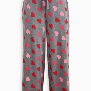 Torrid Gray Pajama Pants with Red and Pink Heart Print